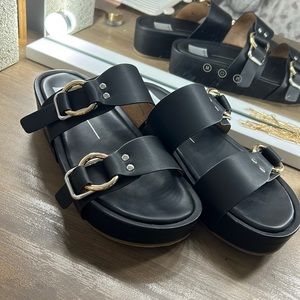 Dolce Vita black leather platforms with silver & gold buckles 9.5